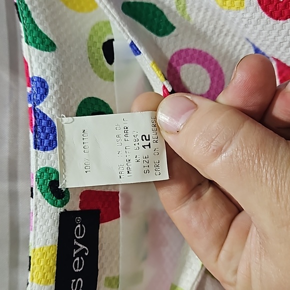 Eagle's eye, Multi-colored, Mini skirt, Floral, White, Lined, 100% Cotton, Sz 12 - Picture 7 of 10